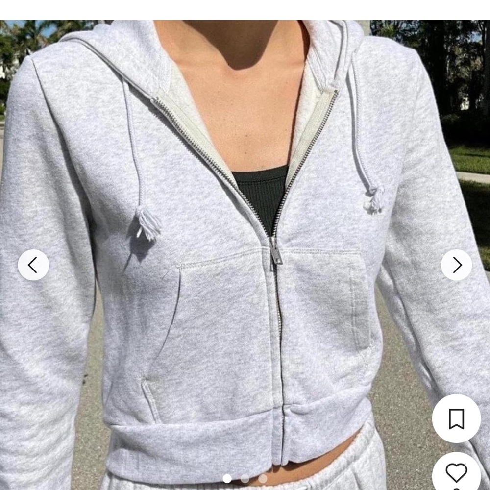 ISO Brandy Melville grey silver cropped zip up jacket hoodie